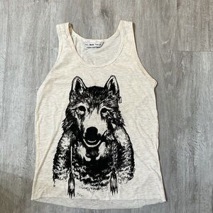 Wolf Graphic Dog Tank Top - Beige